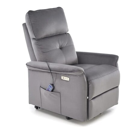 Fotel rozkładany SEMIR 2 VELVET szary masujący