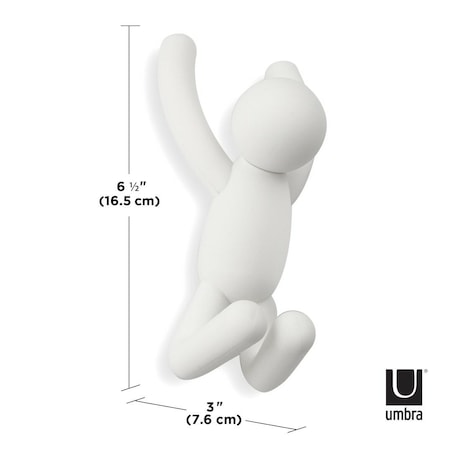 Wieszak ścienny biały Buddy, 7.5 x 16.8 x 7.6 cm, Umbra
