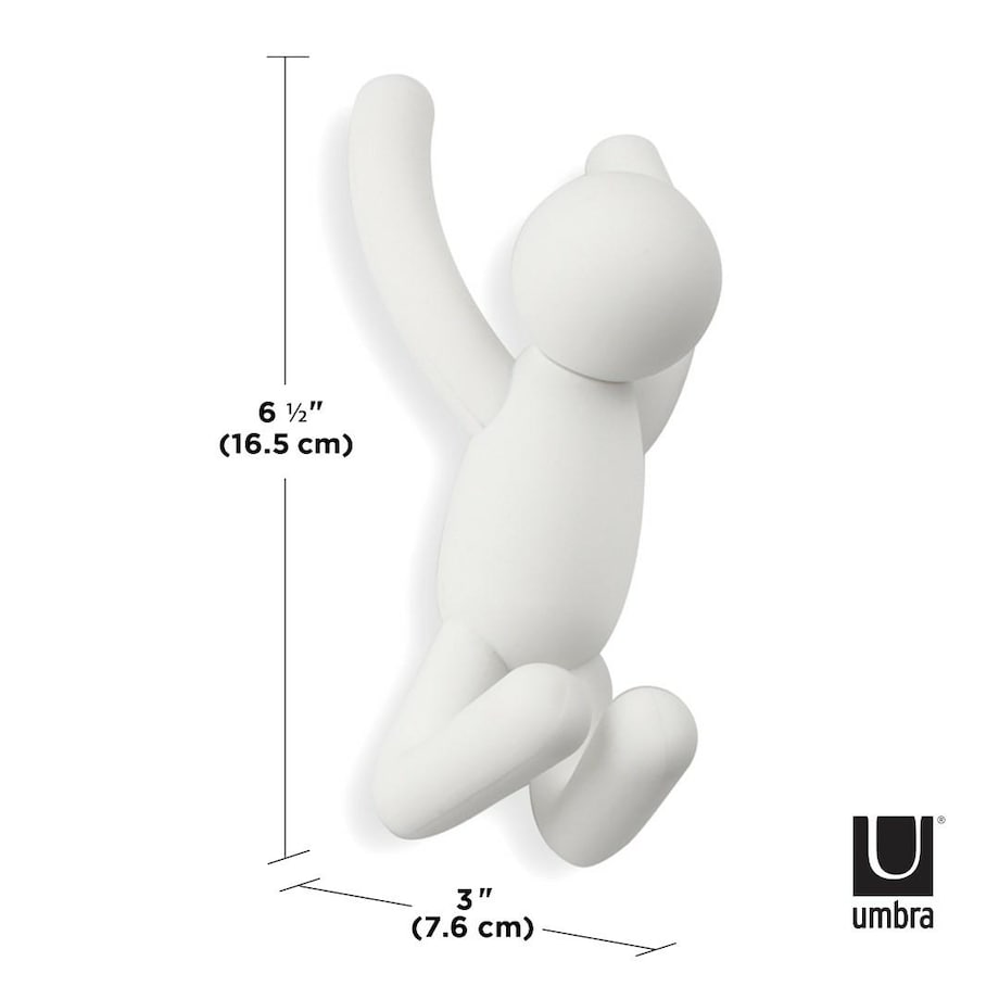 Wieszak ścienny biały Buddy, 7.5 x 16.8 x 7.6 cm, Umbra