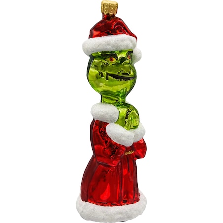 Bombka choinkowa: Grinch w płaszczu Mikołaja: błyszczący