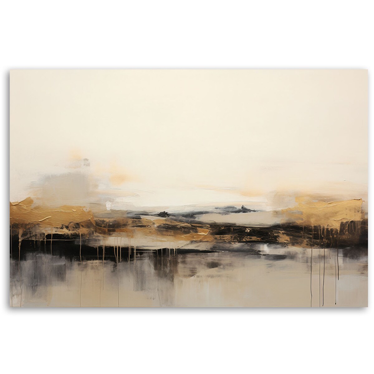 Obraz do jadalni salonu Nowoczesna Abstrakcja Beżowy Złoty 100x70