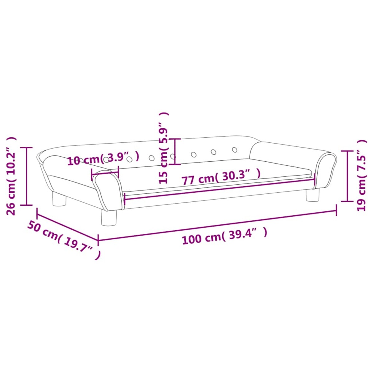 vidaXL Sofa dla dzieci, niebieska, 100x50x26 cm, aksamit