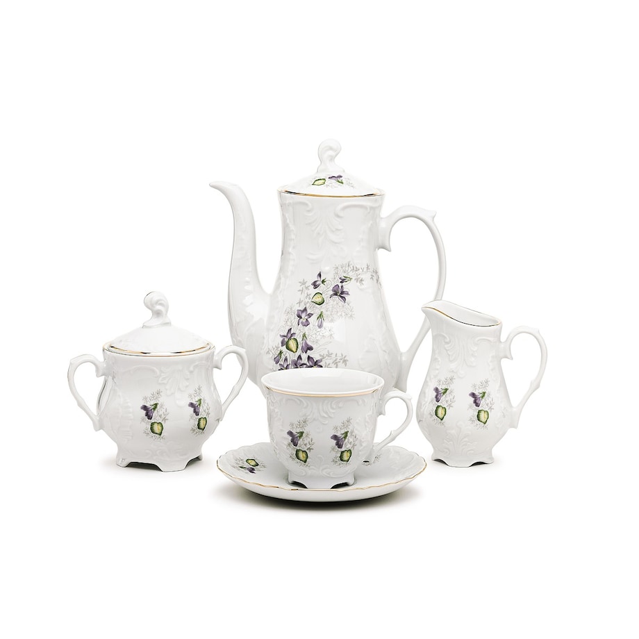 Garnitur do kawy dla 6 osób 18 el. Rococo Fiołki G559