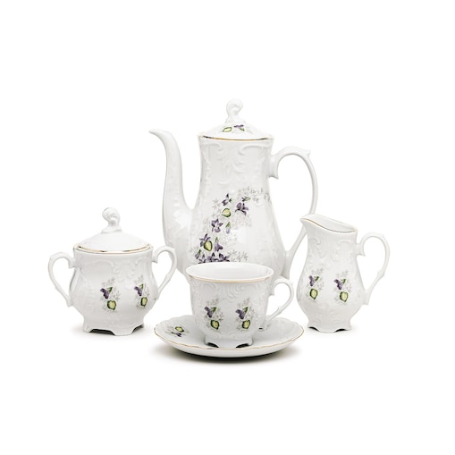 Garnitur do kawy dla 6 osób 18 el. Rococo Fiołki G559