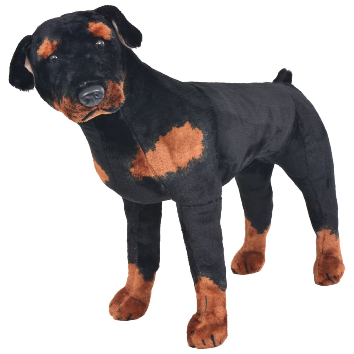 vidaXL Pluszowy rottweiler, stojący, czarno-brązowy, XXL