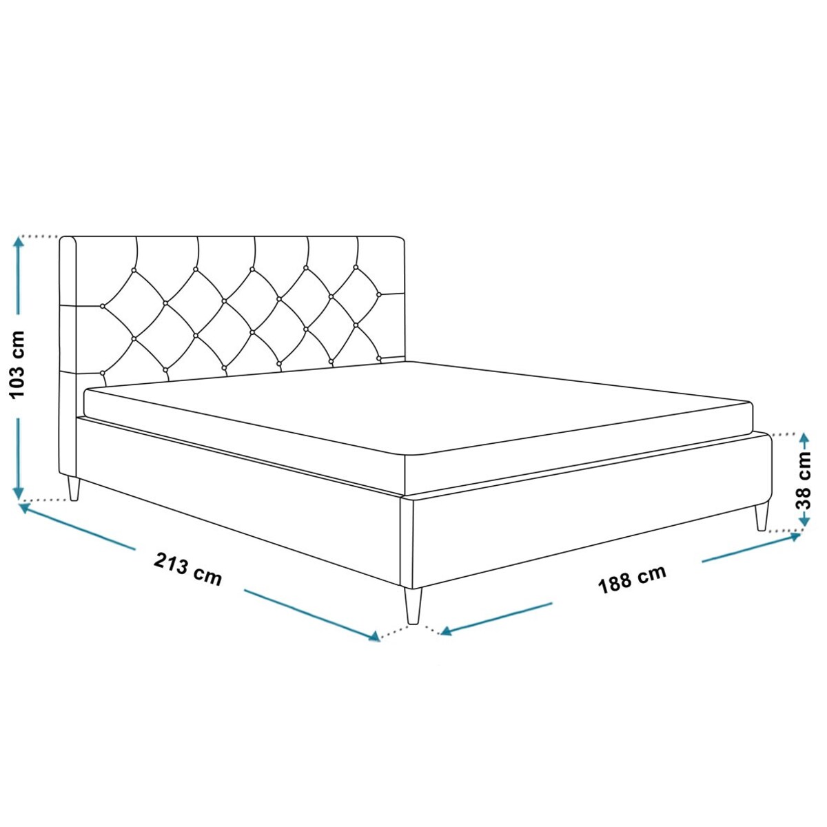 Łóżko tapicerowane 180x200 LUXO 6 na drewnianych nogach, do sypialni -szare