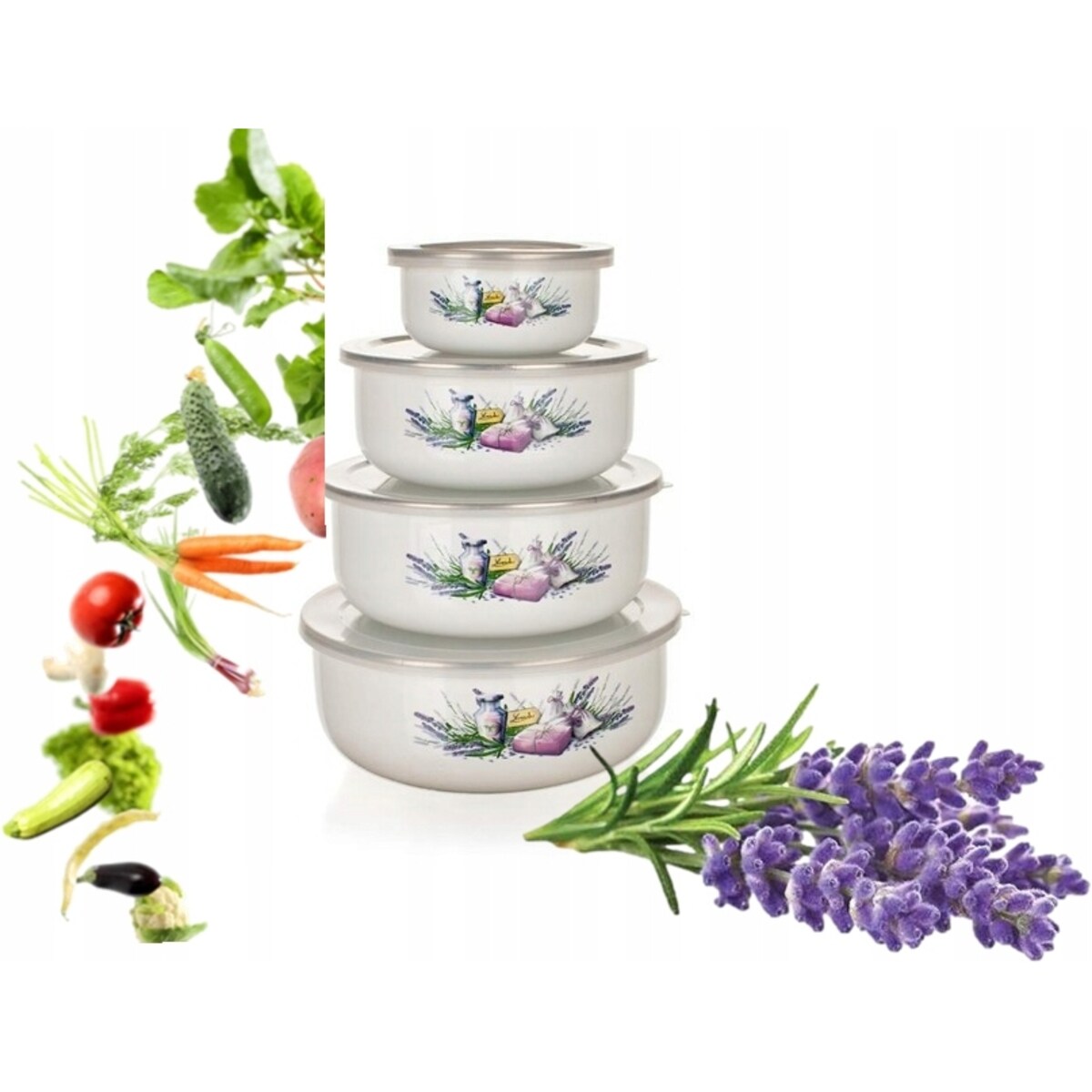 MISKI pojemniki na jedzenie z pokrywkami do lodówki pracy box święta emalia