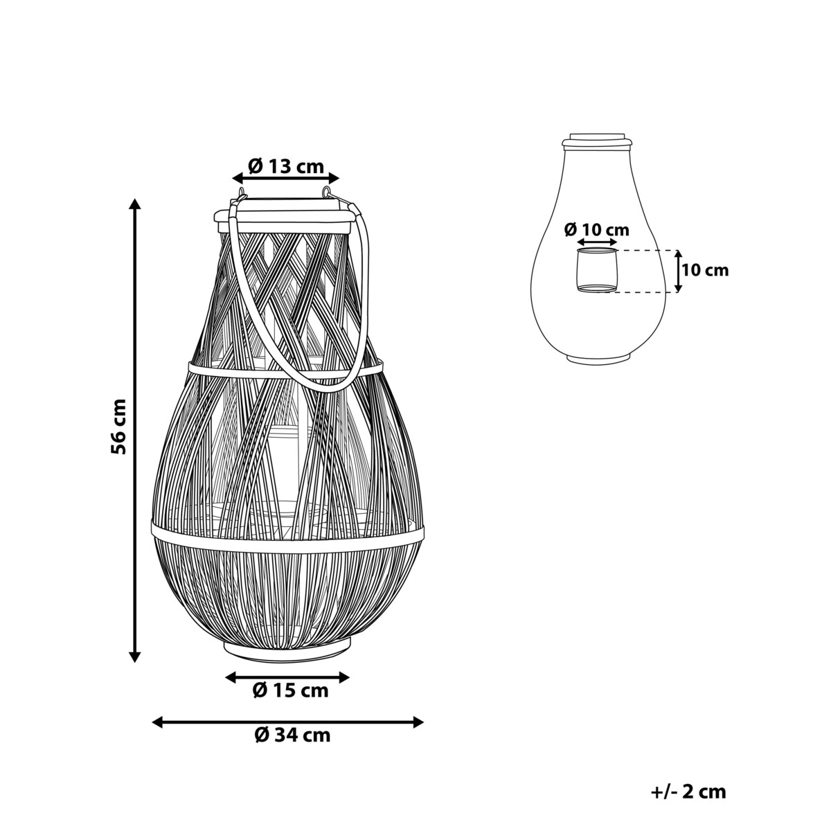 Lampion drewniany 56 cm biały TONGA