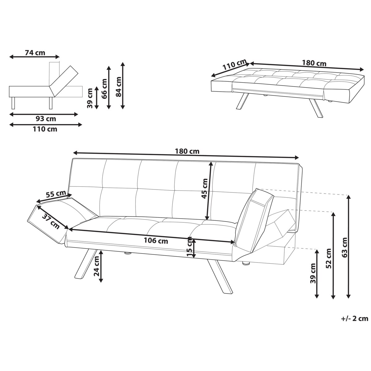 Tapicerowana sofa rozkładana beżowa BRISTOL