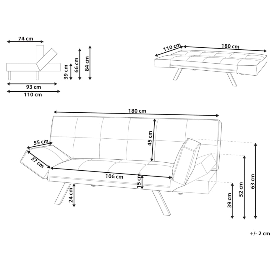 Tapicerowana sofa rozkładana beżowa BRISTOL