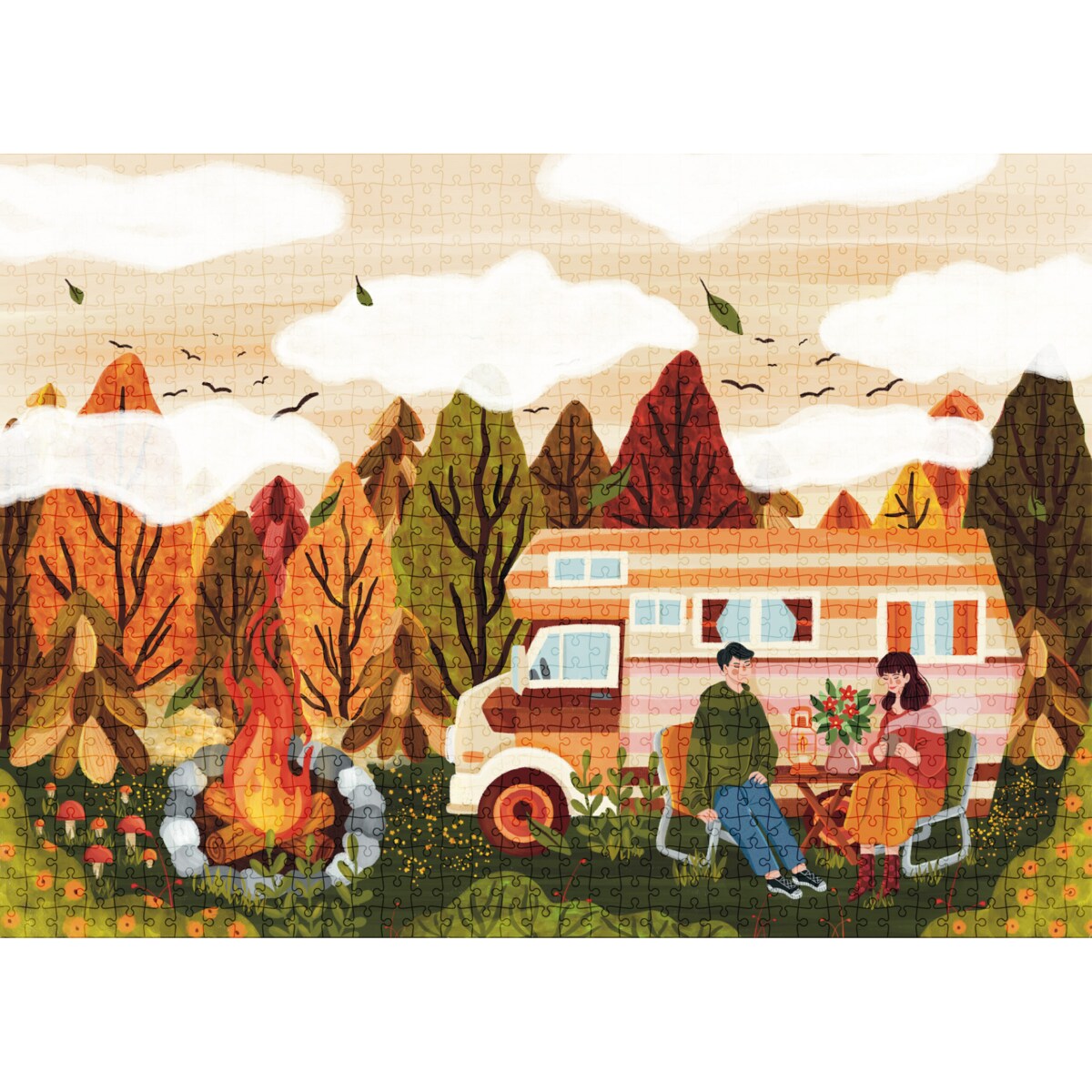 Muno Puzzle "Jesienny Chill" Camper by Katarzyna Bednarska Puzzle 1000 el. w ozdobnej tubie