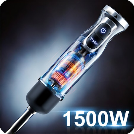 Blender ręczny 1500W czarny Berdsen tytanowe ostrza wielofunkcyjny 5w1