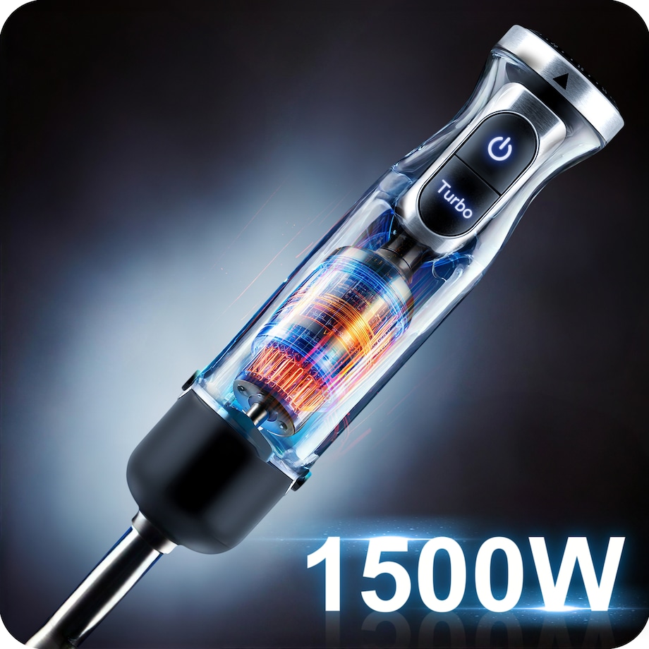 Blender ręczny 1500W czarny Berdsen tytanowe ostrza wielofunkcyjny 5w1