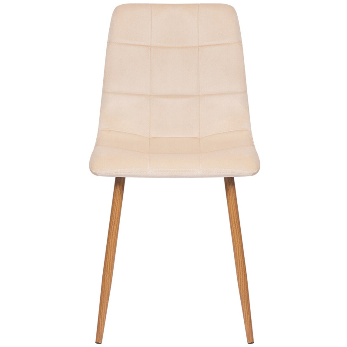 Krzesło tapicerowane do salonu beżowe welurowe pikowane