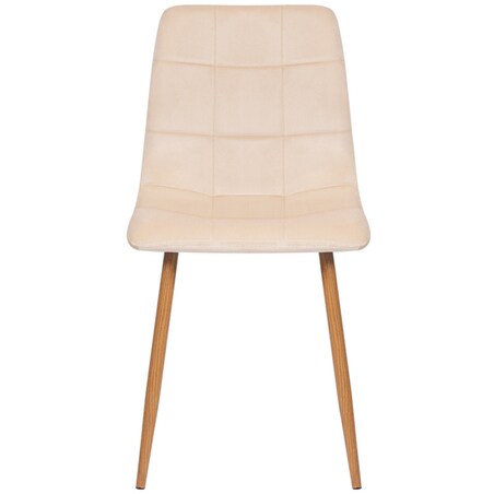 Krzesło tapicerowane do salonu beżowe welurowe pikowane