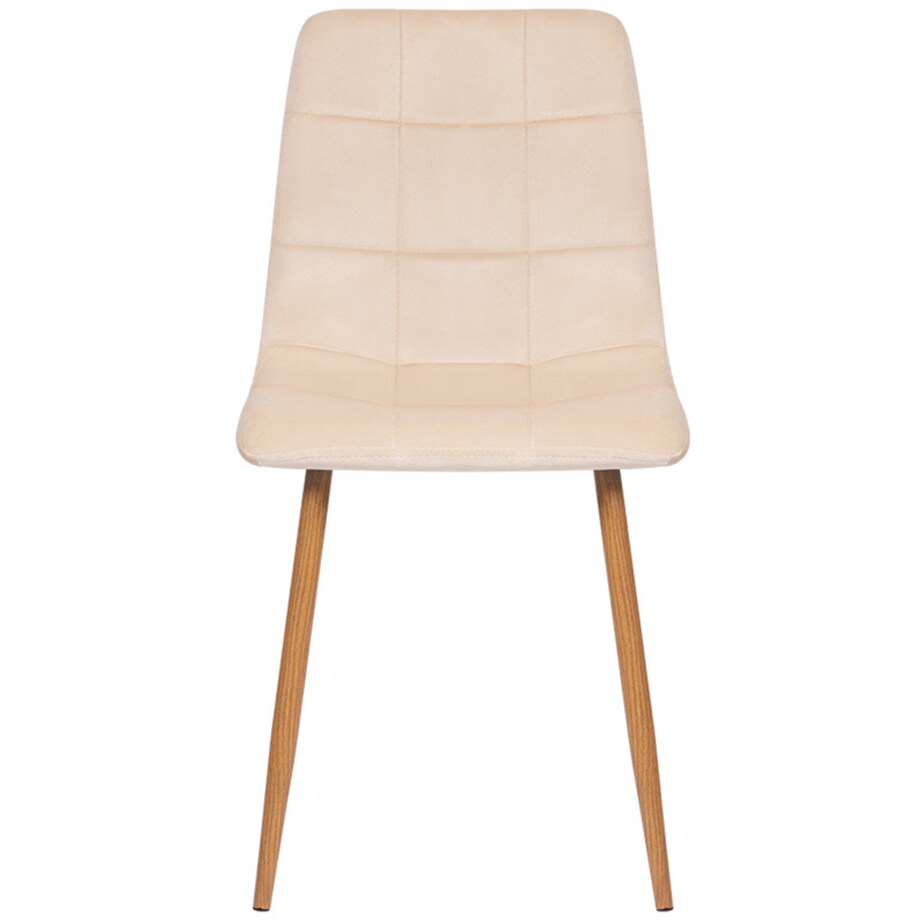 Krzesło tapicerowane do salonu beżowe welurowe pikowane