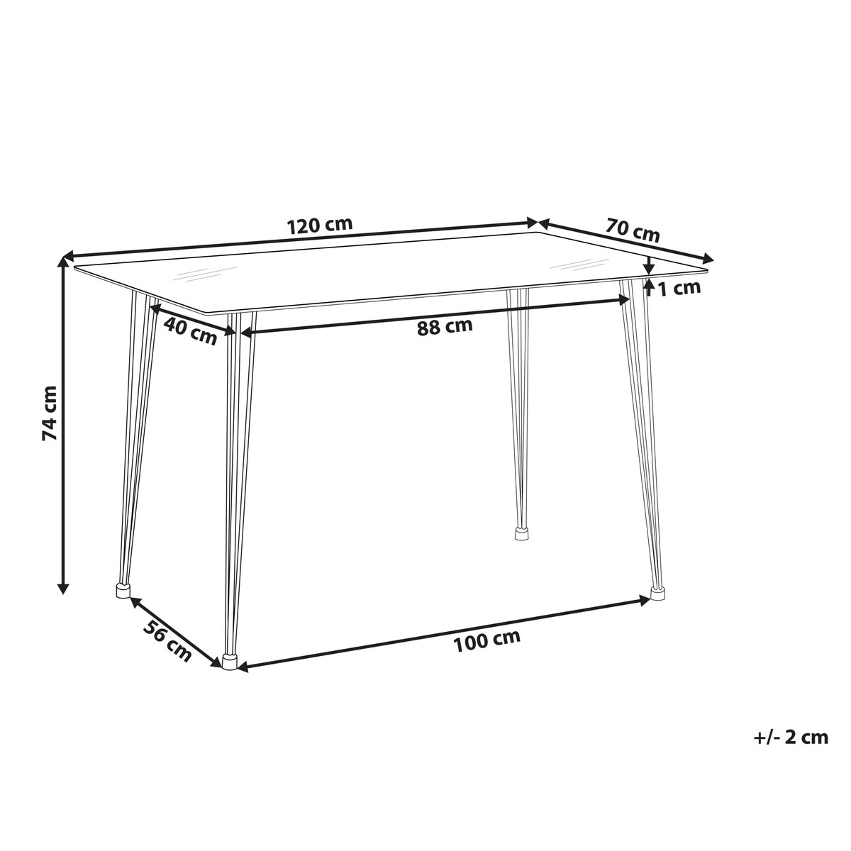 Stół do jadalni WINSTON Srebrny 120 cm 70 cm Szkło hartowane