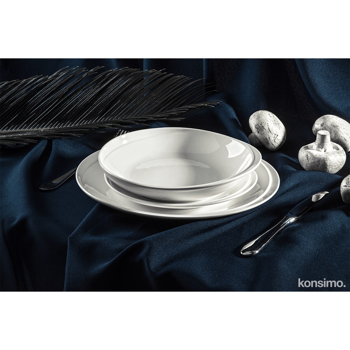 Konsimo RESEDA Zestaw obiadowy porcelanowy dla 6 osób biały, biały