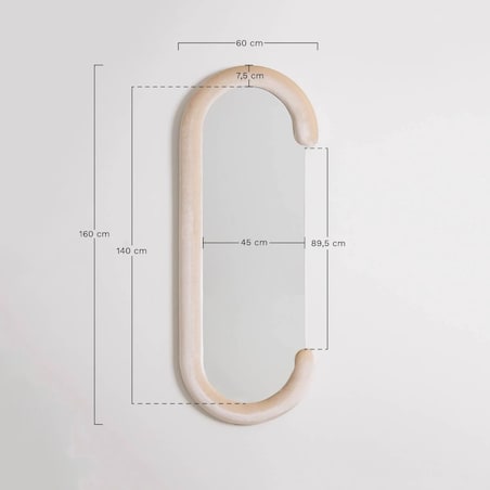 Owalne lustro ścienne z aksamitu 60x160 cm Jasnon
