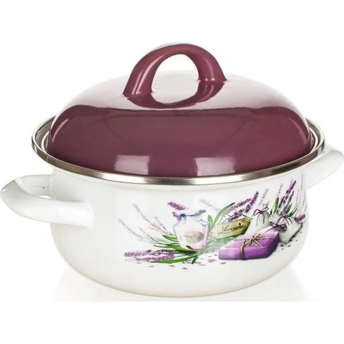GARNEK EMALIOWANY lawenda 20cm do gotowania kuchenny 2,1L jedzenia obiadu