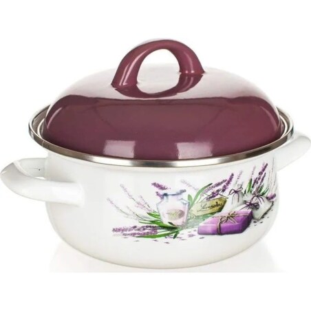 GARNEK EMALIOWANY lawenda 20cm do gotowania kuchenny 2,1L jedzenia obiadu