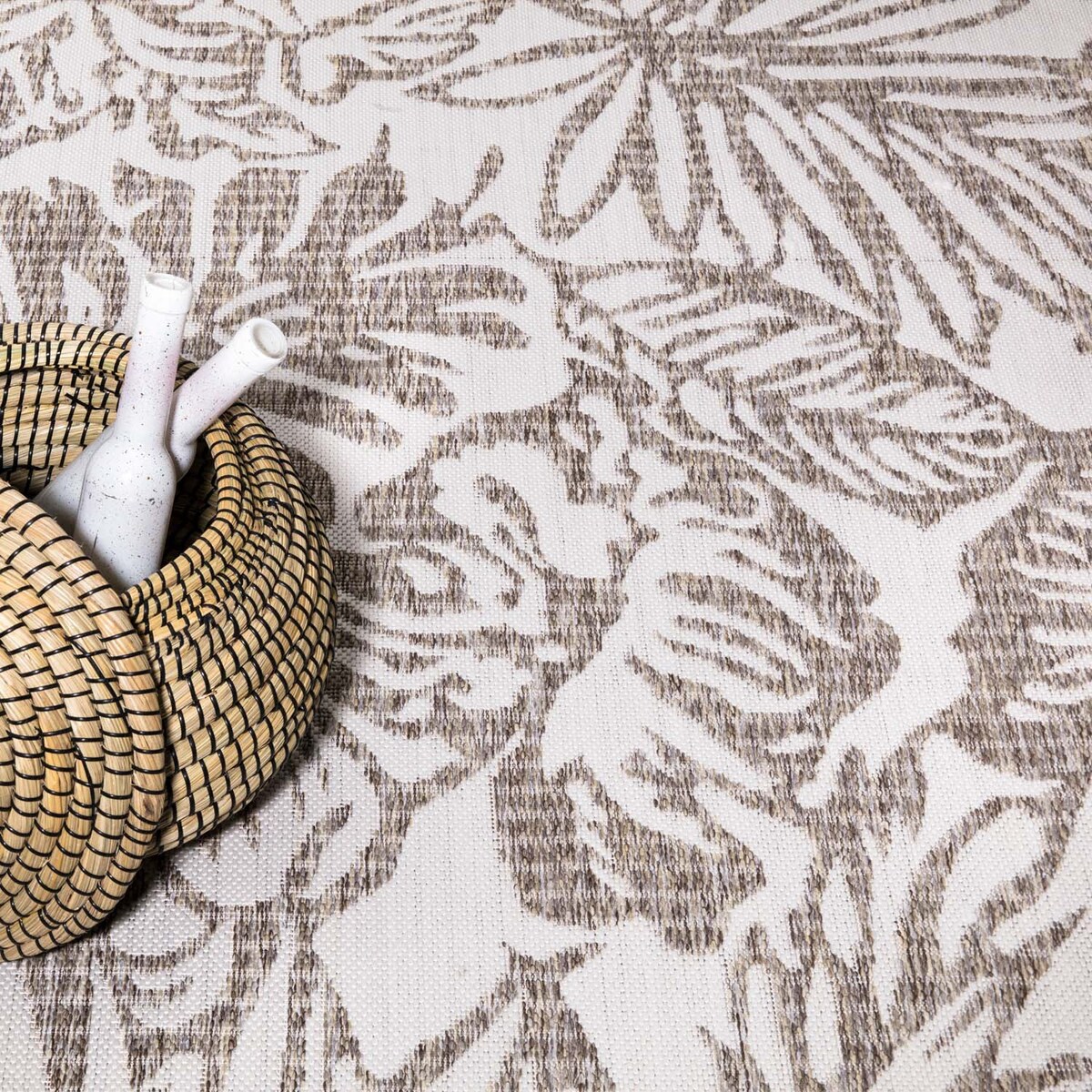 Dywan na zewnątrz i do wnętrz roślinny Sunny 4690 Beż Krem 60x110