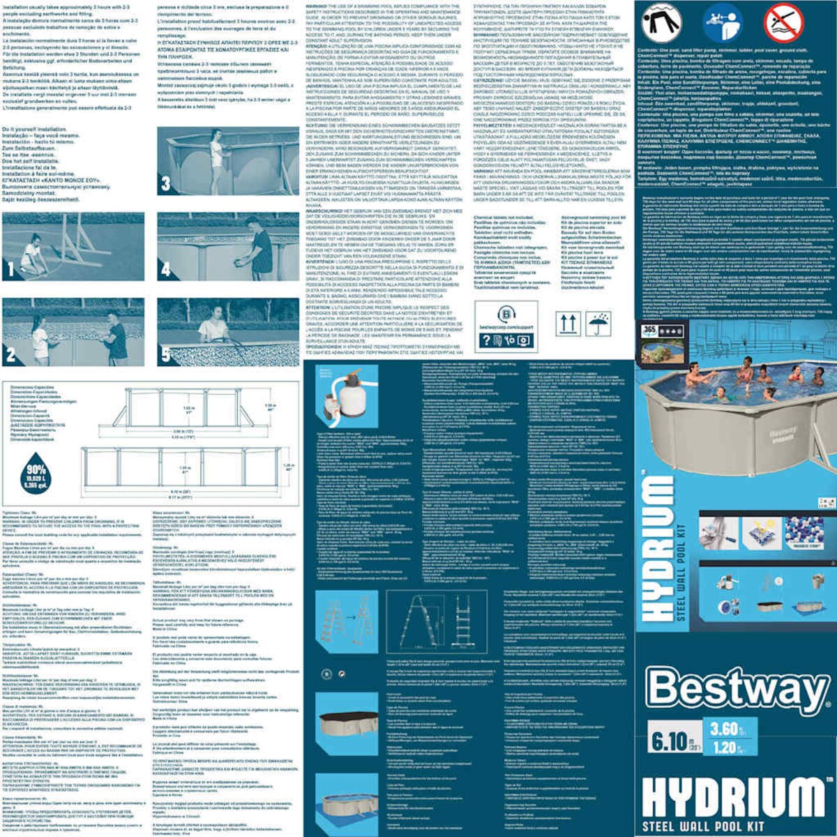 Bestway Owalny basen naziemny Hydrium, na stelażu, 610x360x120 cm
