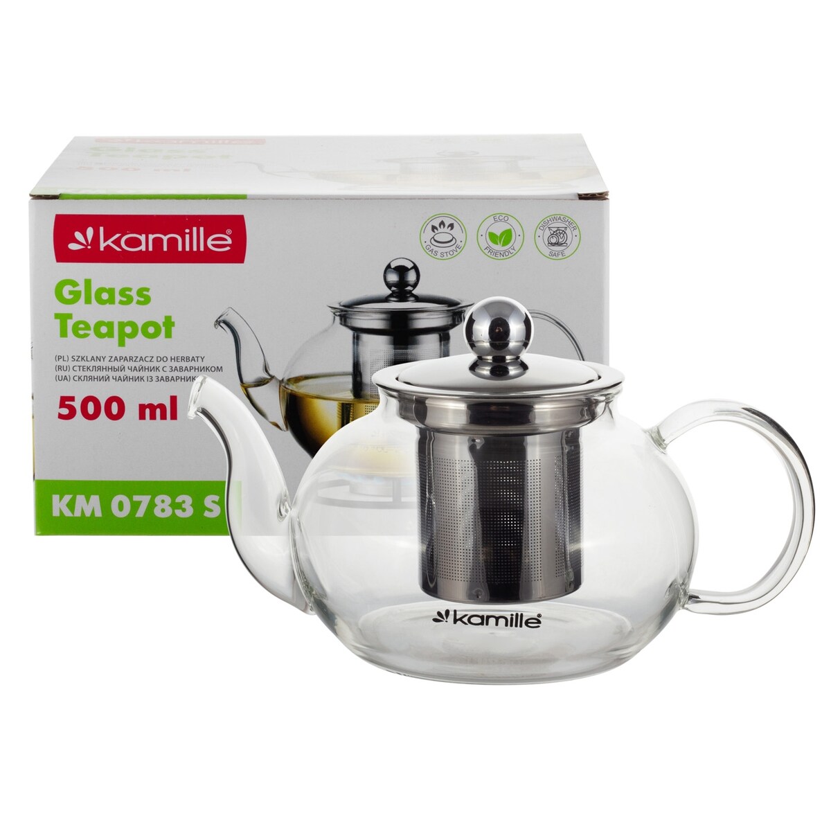 Dzbanek zaparzacz czajniczek imbryczek do herbaty szklany na gaz 500ml KAMILLE