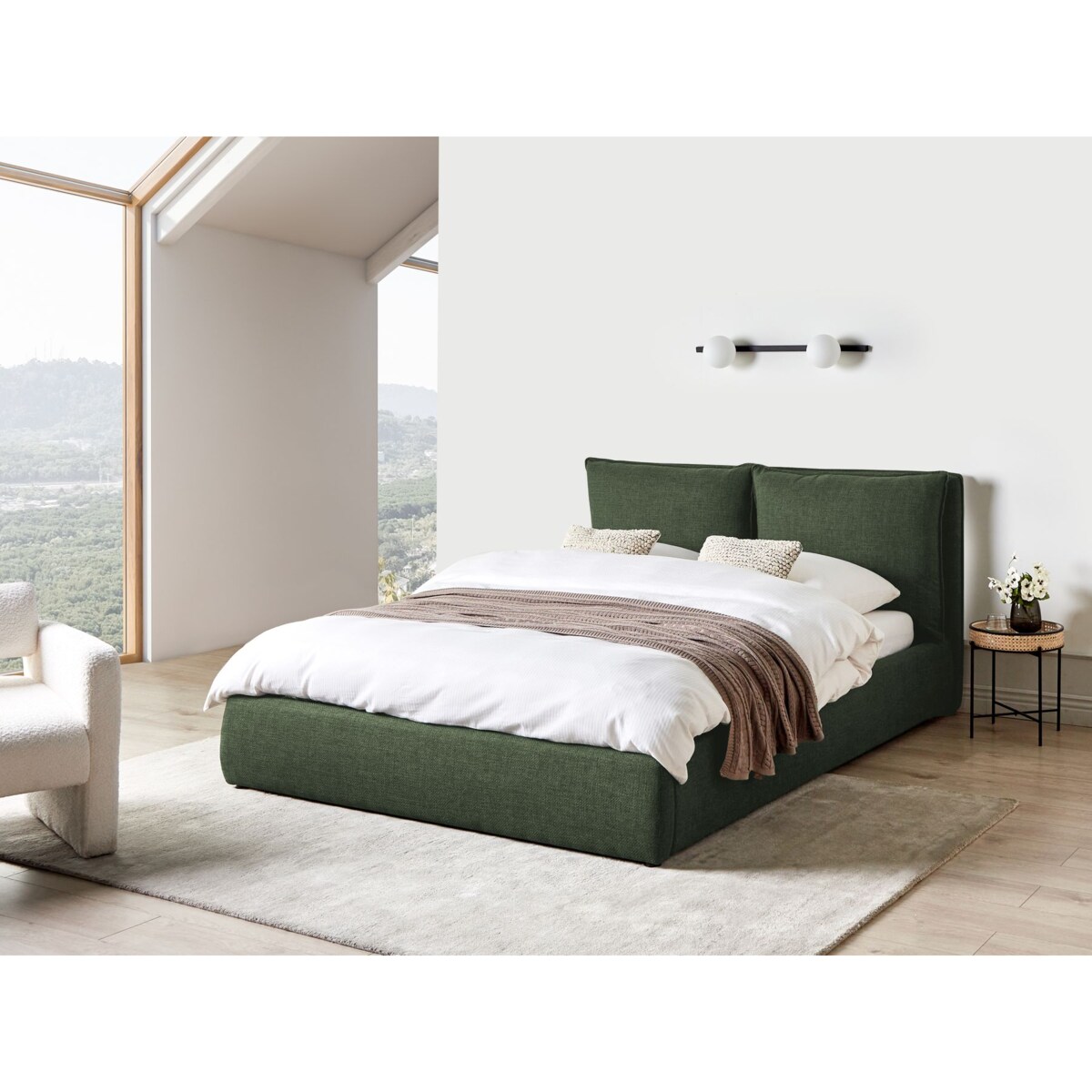 Łóżko z pojemnikiem BAJONNA 160 x 200 cm Ciemnozielony