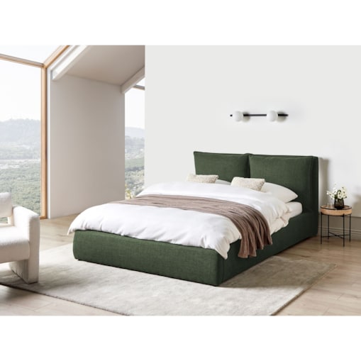 Łóżko z pojemnikiem BAJONNA 160 x 200 cm Ciemnozielony