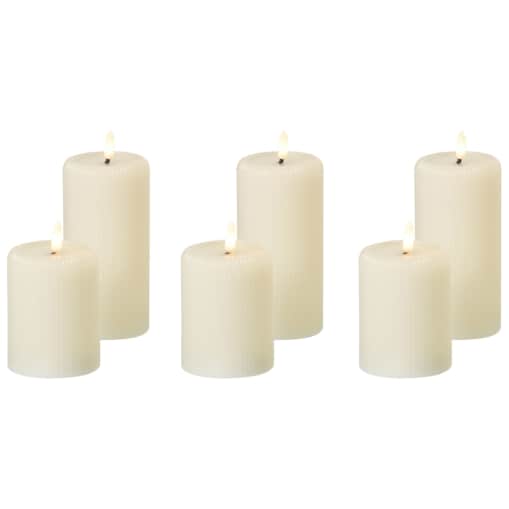 Zestaw 6 świec LED NOISETTE 10/16 cm Złamana biel