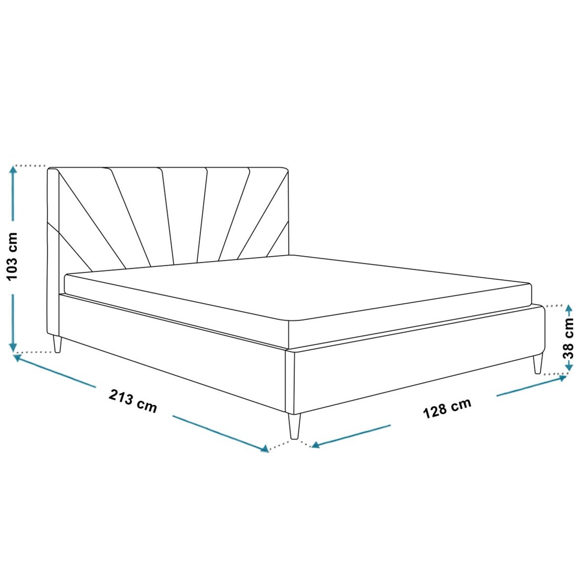 Łóżko jednoosobowe 120x200 LUXO 3 tapicerowane, na wysokich nogach- różowe