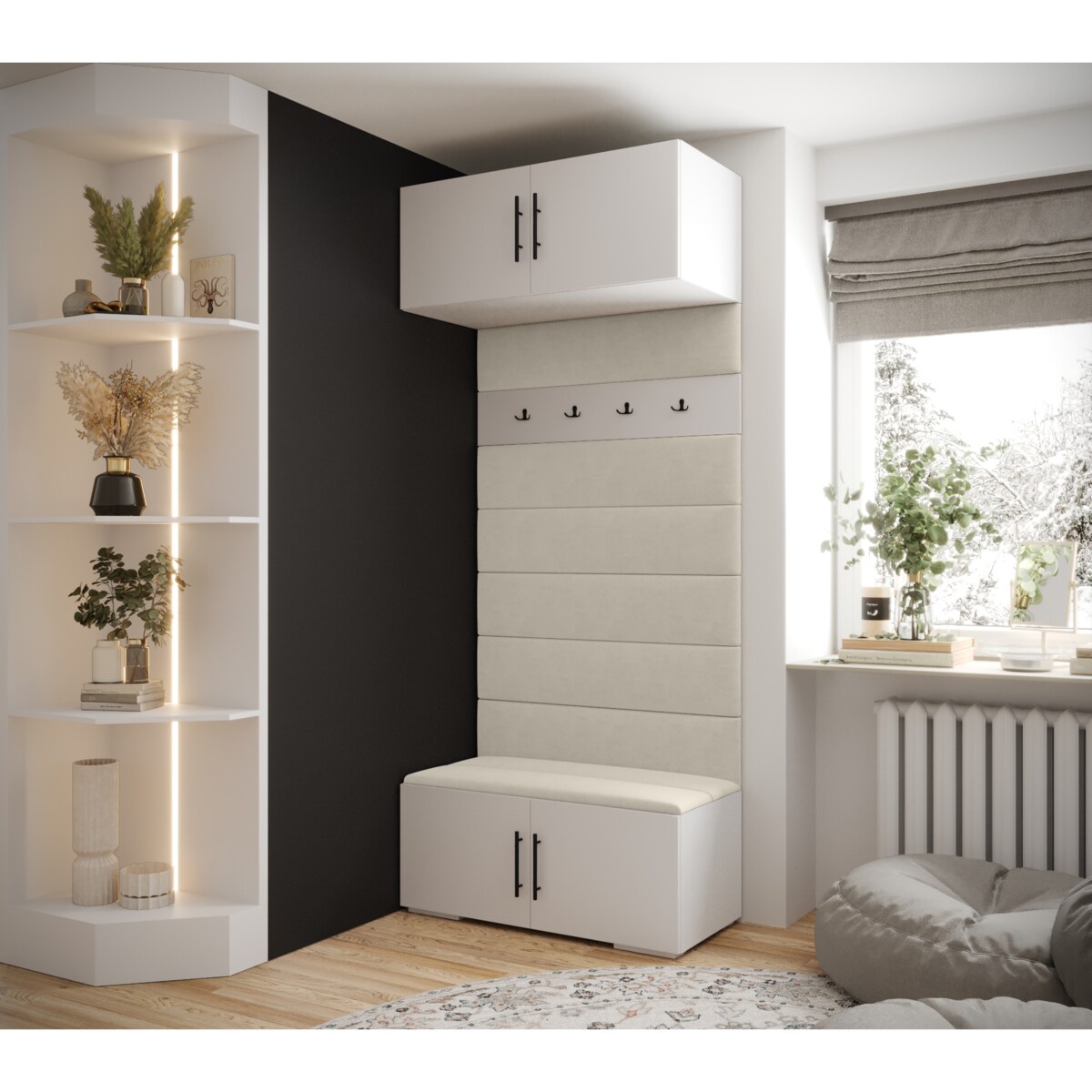 Garderoba do przedpokoju INOVA 3 biały+czarny+manila02