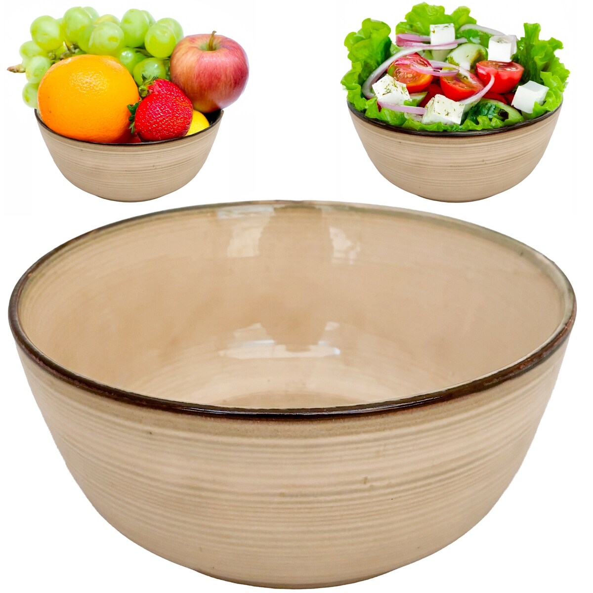 MISA NA OWOCE ceramiczna 21cm miska beżowa 1.5L beżowa kuchenna salaterka