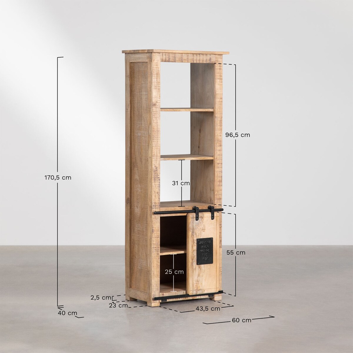 Regał wąski z drewna mango Elei 170,5 cm