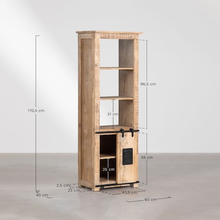 Regał wąski z drewna mango Elei 170,5 cm