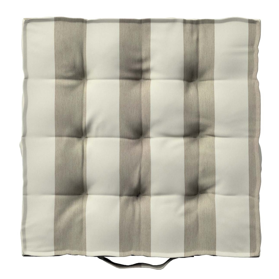 Poduszka na krzesło Kuba, beżowo-białe pionowe pasy (5,5cm), 40 x 40 x 6 cm, Quadro