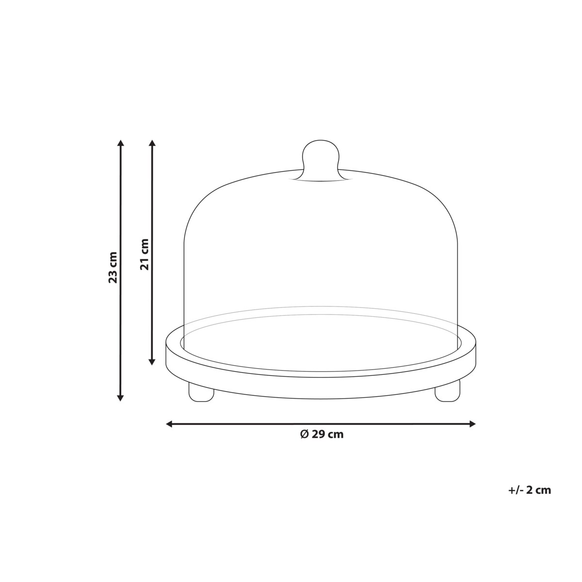 Patera ze szklanym kloszem drewno mango jasne FAJUM