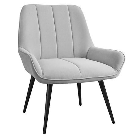 Fotel uszak tapicerowany welurowy wygodny z czarnymi nogami do salonu szary