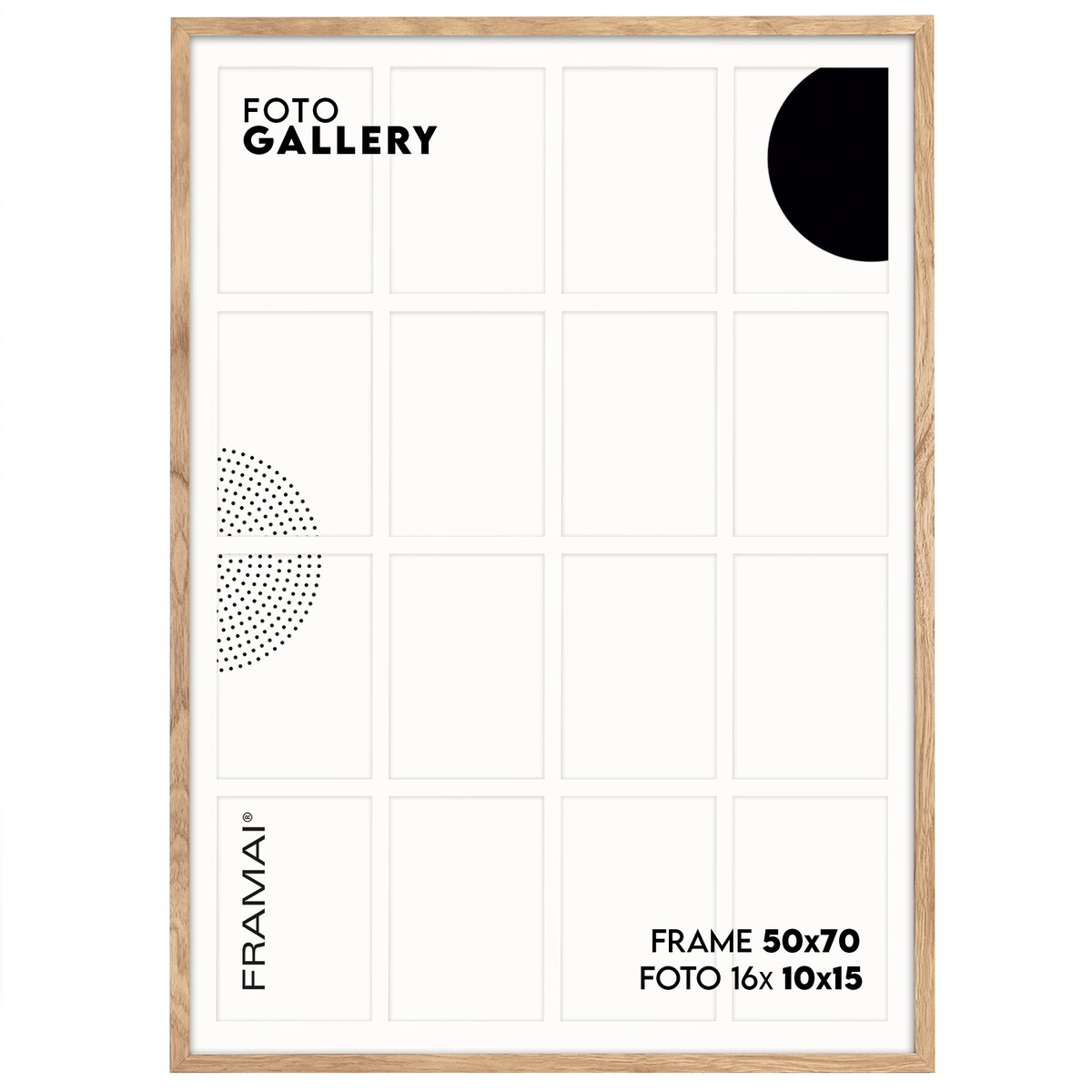 Ramka na zdjęcia 16 zdjęć 10x15 cm rama kolor dębowy foto galeria 50x70 cm kolaż FRAMAI®