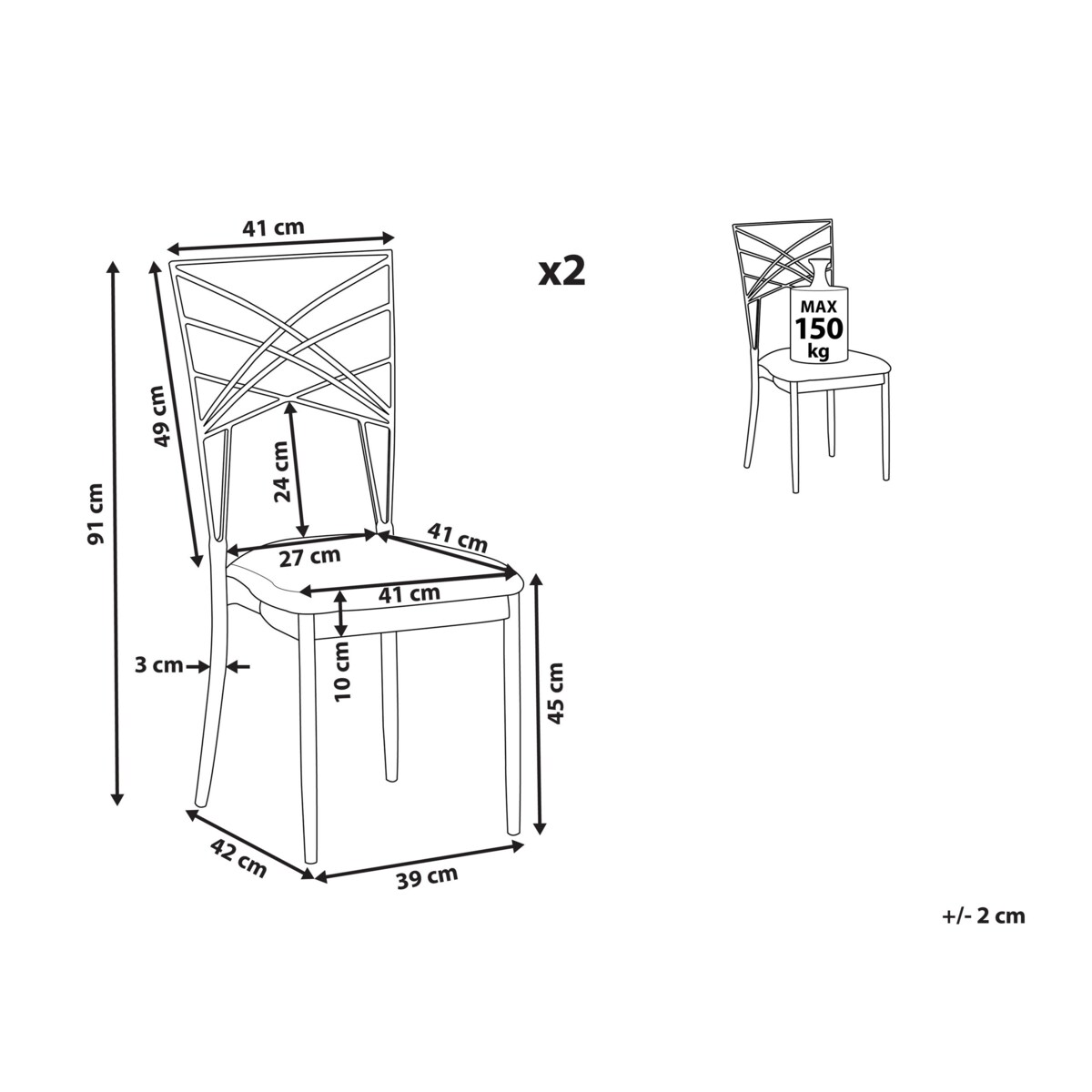 Zestaw 2 krzeseł do jadalni złoty GIRARD