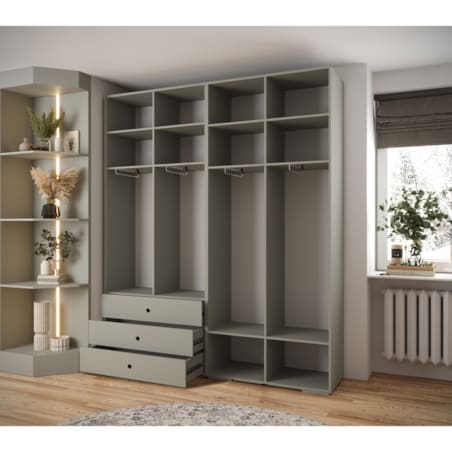 Garderoba wysoka do przedpokoju INOVA 4 Z15 kaszmir+złoty