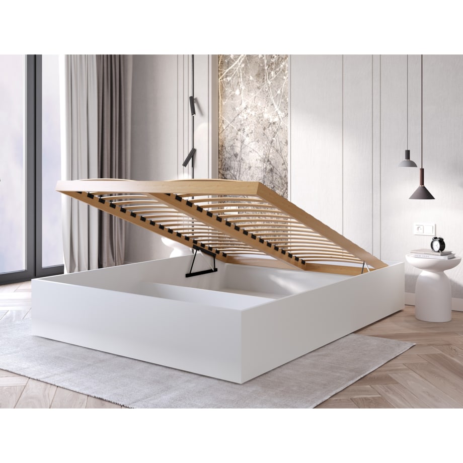 Łóżko sypialniane z materacem MOND 140x200 - białe