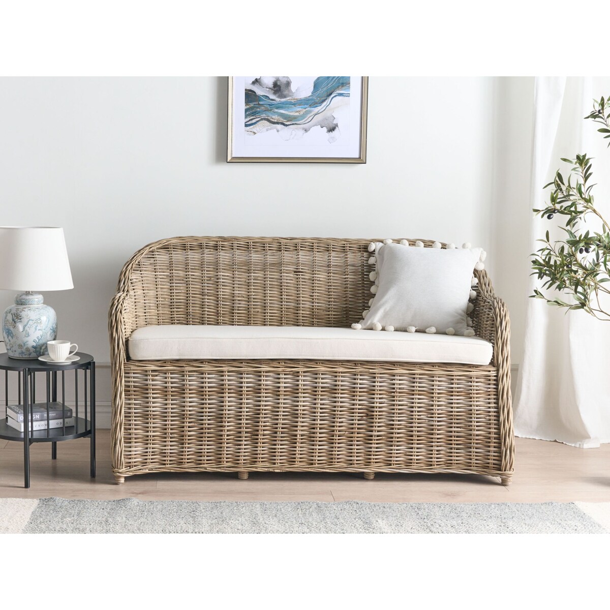 Ławka ogrodowa z poduchą SUSUA 150 cm Rattan Naturalny