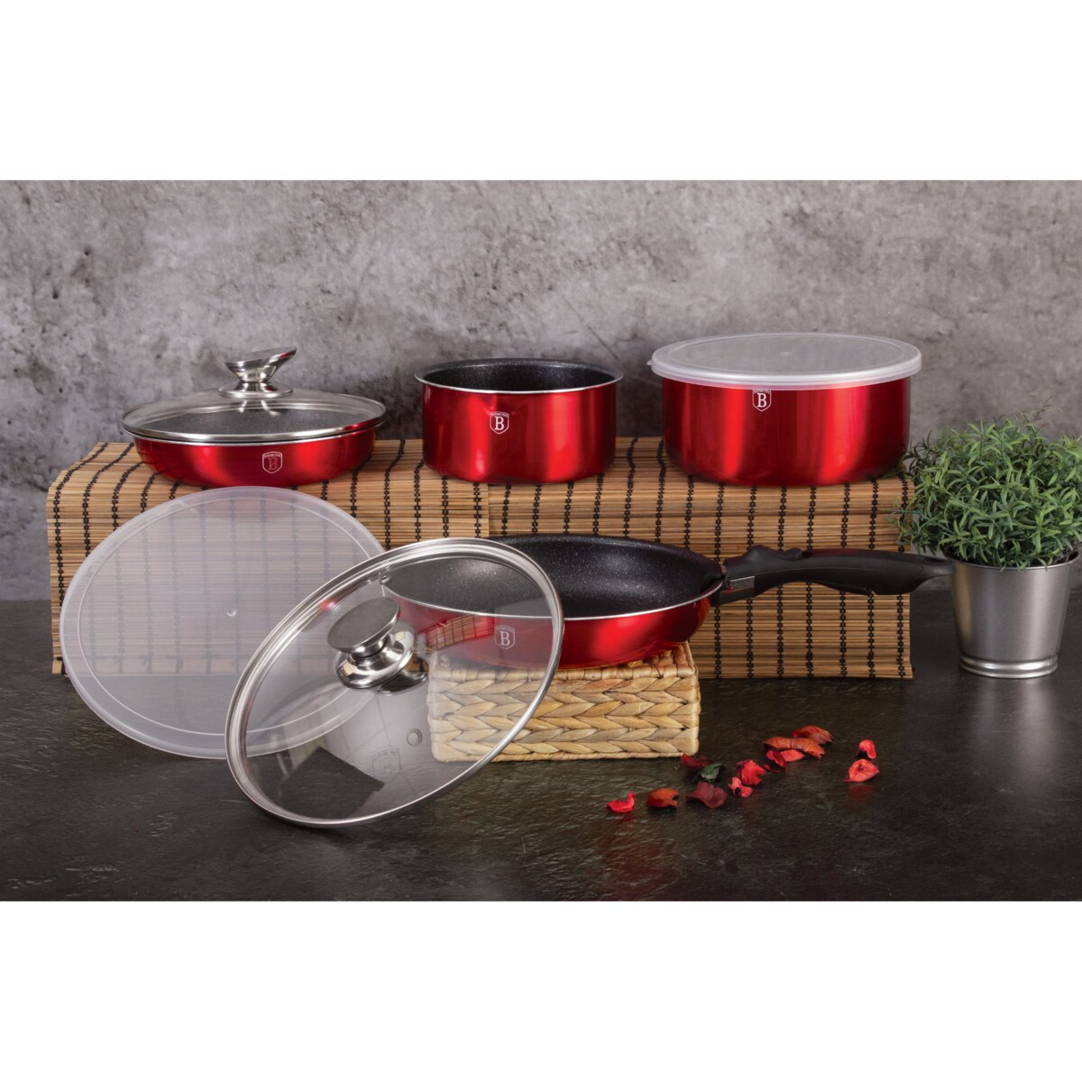 Zestaw 9 elementów garnki, patelnie, akcesoria Berlinger Haus BH-6145
