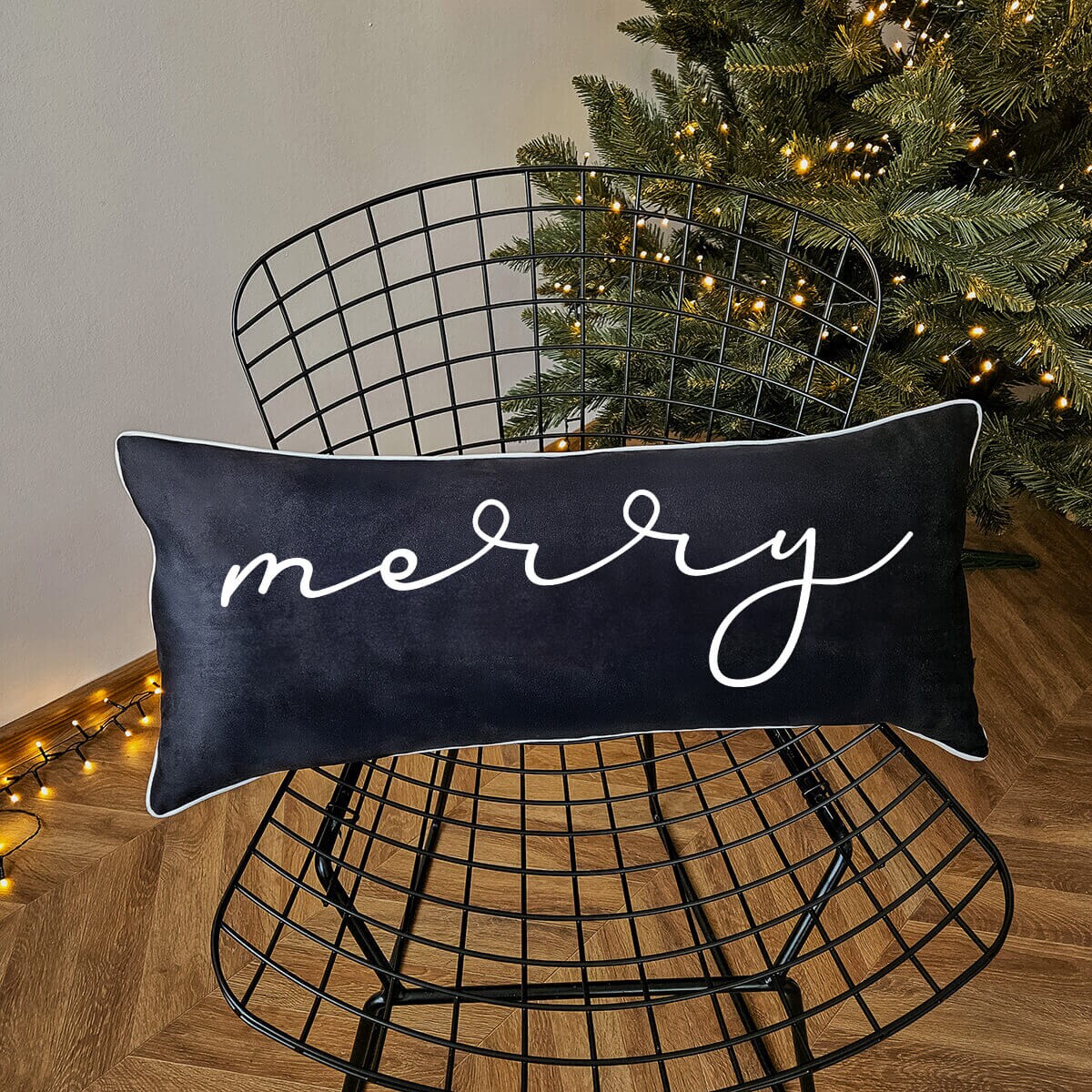 Poduszka XMAS wzór XM36 | Czarne Merry 30 x 70 cm