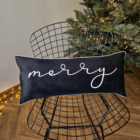Poduszka XMAS wzór XM36 | Czarne Merry 30 x 70 cm