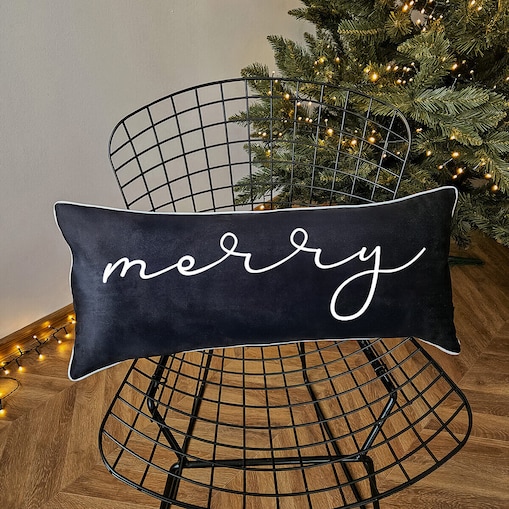 Poduszka XMAS wzór XM36 | Czarne Merry 30 x 70 cm