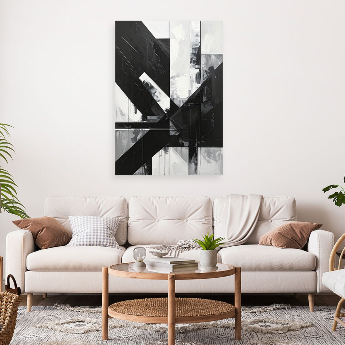 Obraz do salonu sypialni biura loftu, Czarno biała abstrakcja