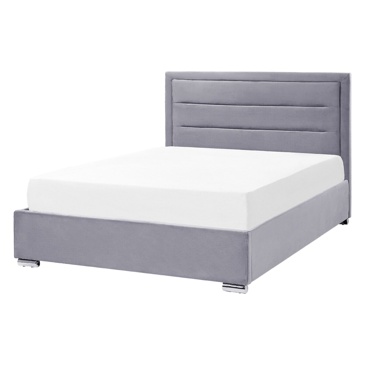 Łóżko z pojemnikiem welurowe 140 x 200 cm ciemnoszare ROUEN